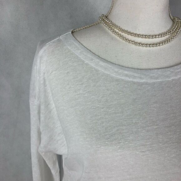 Sz S Adrienne Vittadini 100% Linen White Top - Picture 3 of 7